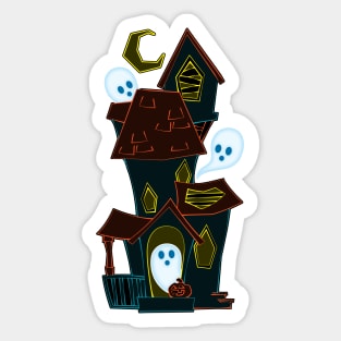 A Spooky Ghost House Sticker